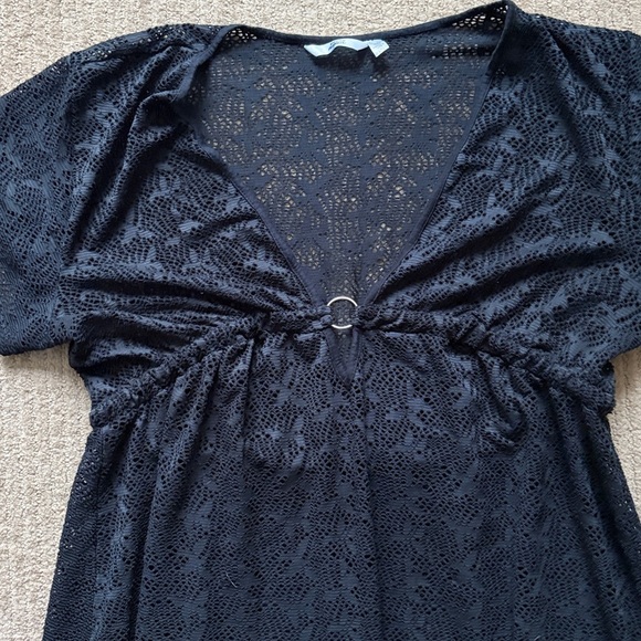 La Vie En Rose Beach Coverup Dress, Black, L - Picture 3 of 8